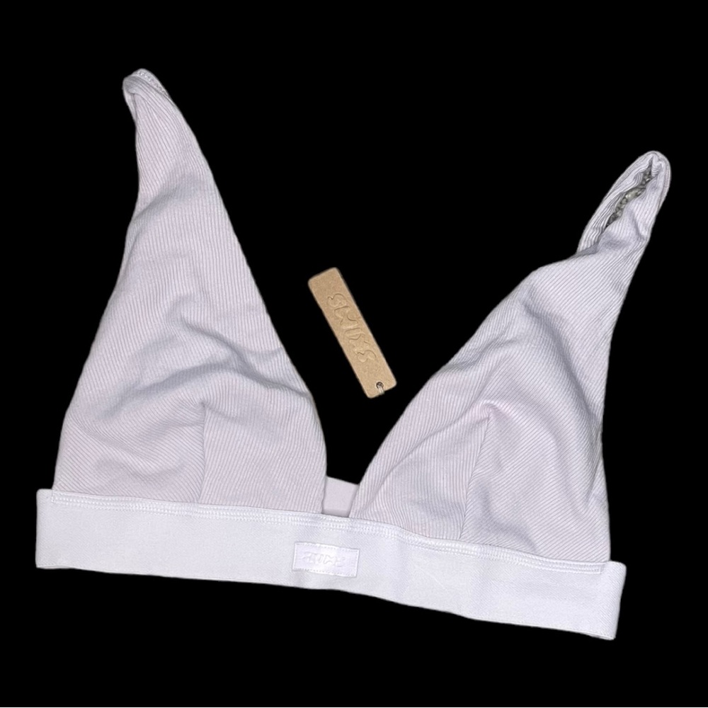NWT SKIMS Cotton Plunge Bralette Iris Mica L